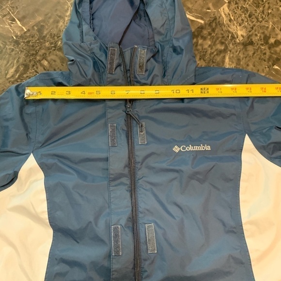 COLUMBIA Jacket Womens small Omni tech Hooded mesh lining Aqua Blue - Picture 14 of 15